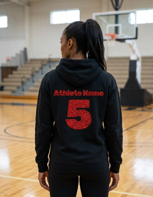 Custom Sports Mom Hoodie | Glitter HTV & Rhinestone